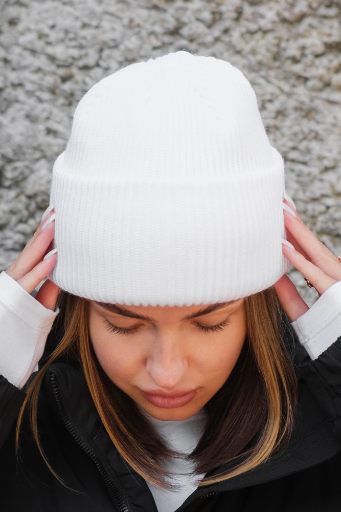 Подовжена трикотажна шапка біні докер Without dominic white, фото №7 Подовжена трикотажна шапка біні докер Without dominic white, фото №7