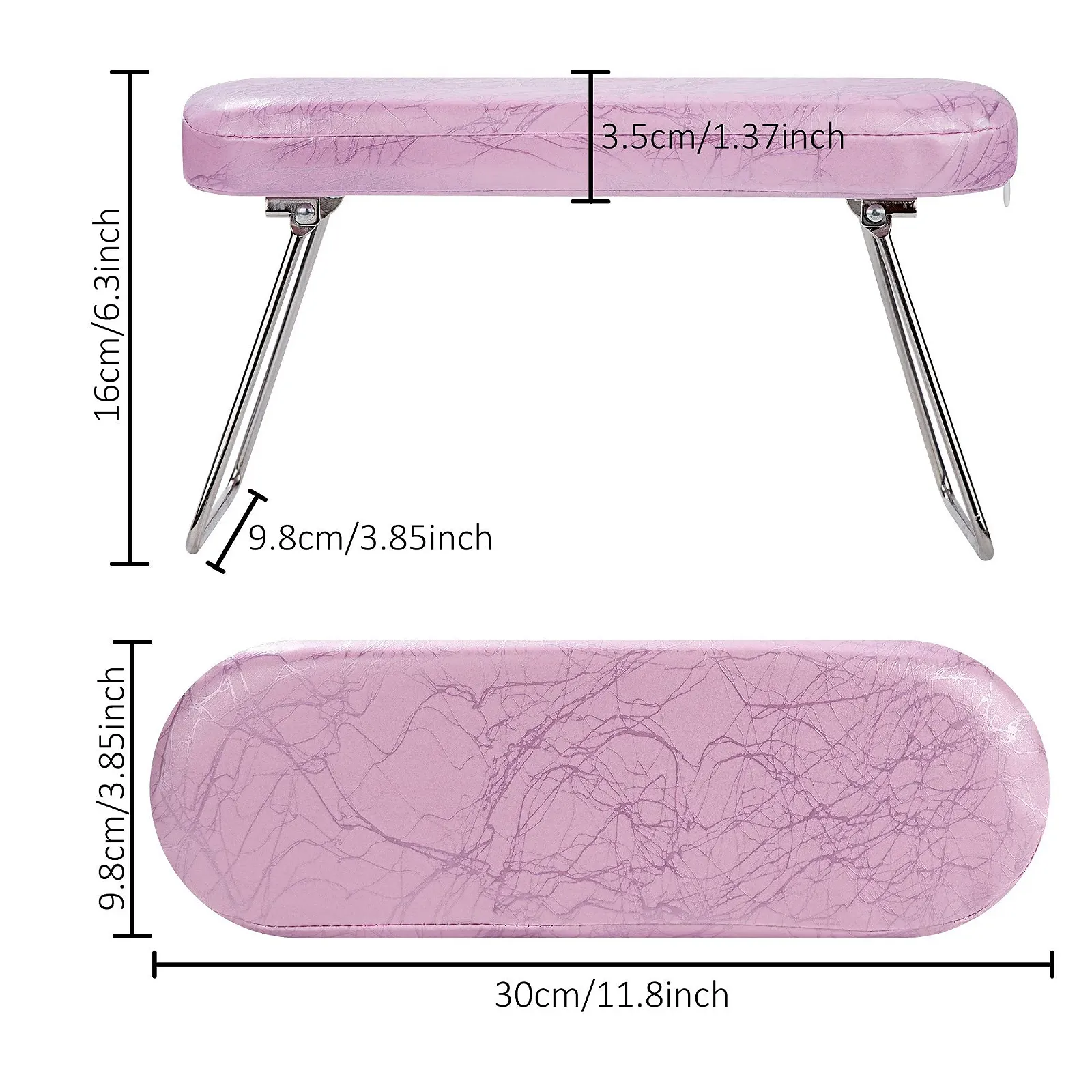 Подушка-підставка для рук М'яка Шкіряна Знімна Водонепроникна Рожева, фото №2