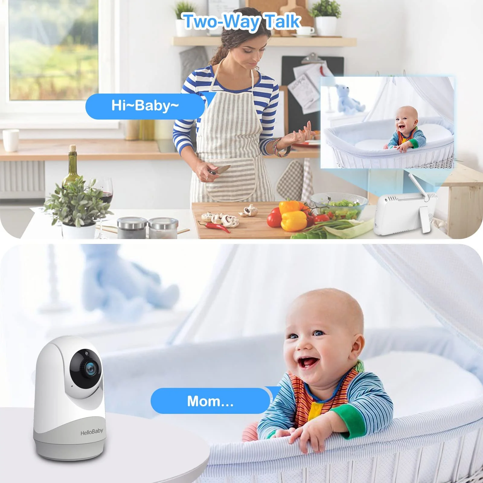 Відеоняня HelloBaby 5" 3500 mAh Pan Tilt Zoom, фото №3