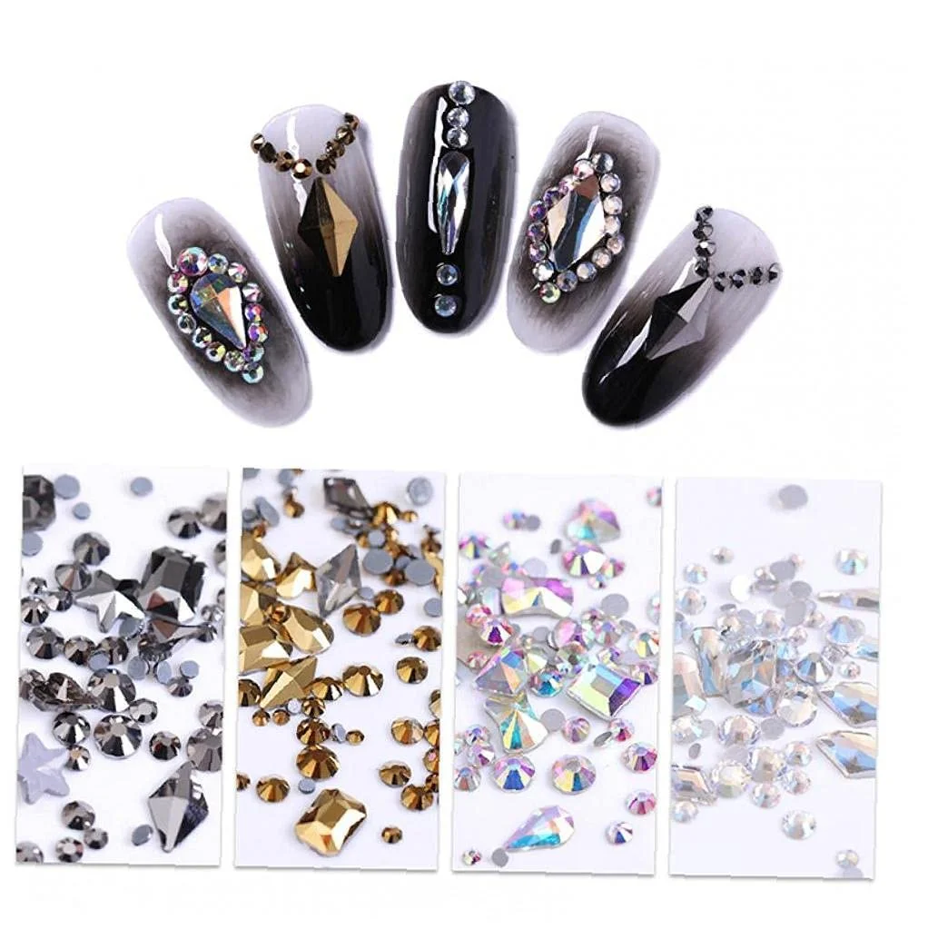 3D Сірий Мікс Розмірів Колір Блискучі Прикраси для Манікюру, фото №1