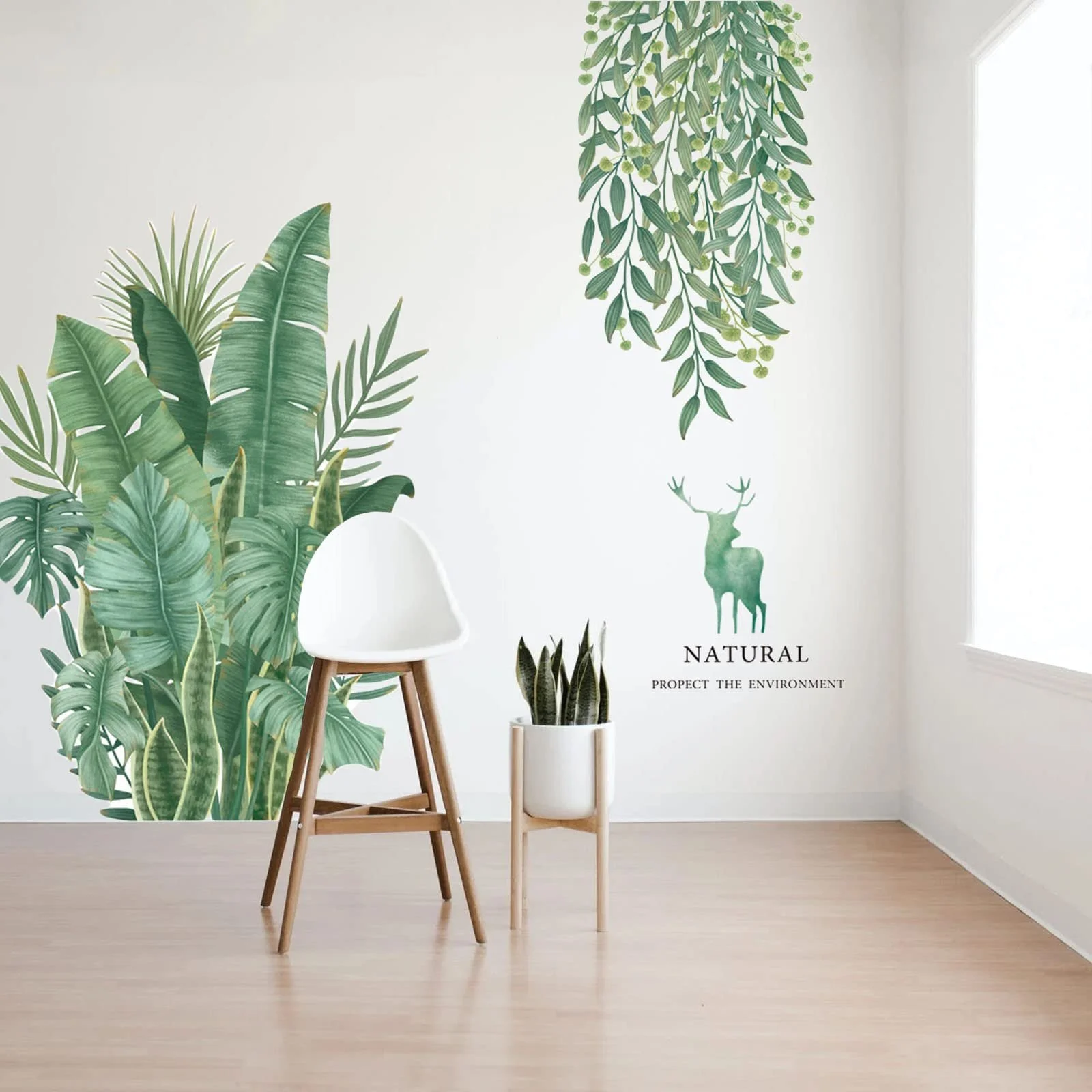 Наклейка на стіну Зелене листя Бананове листя DIY Велика, фото №5