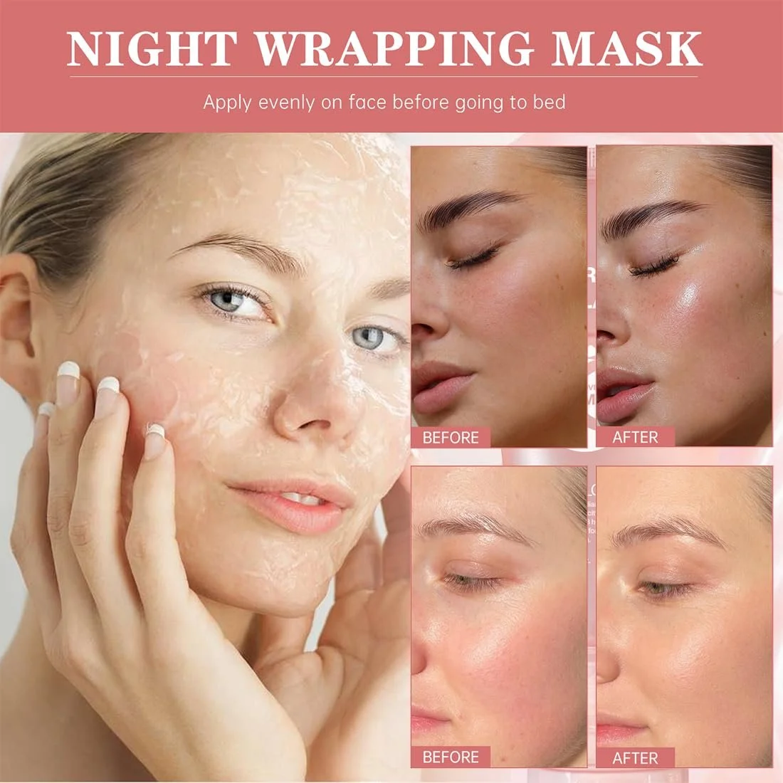 Маска Ночная Collagen, Маска для Лица Collagen Overnight, Корейская Маска-Пленка Collagen - Глубокое Увлажнение, Уменьшает Морщины и Улучшает Эластичность Кожи (Упаковка 1/Набор Discovery), фото №4