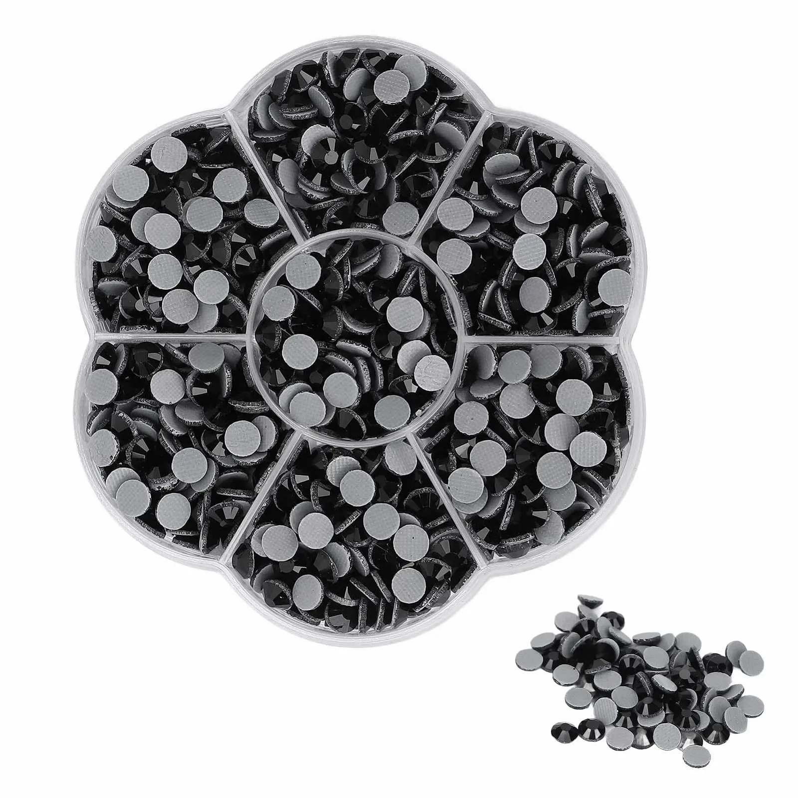 Стрази Плоскі 1000 шткришталеві , скляні камінці, для дизайну нігтів (JM201 чорний), фото №1