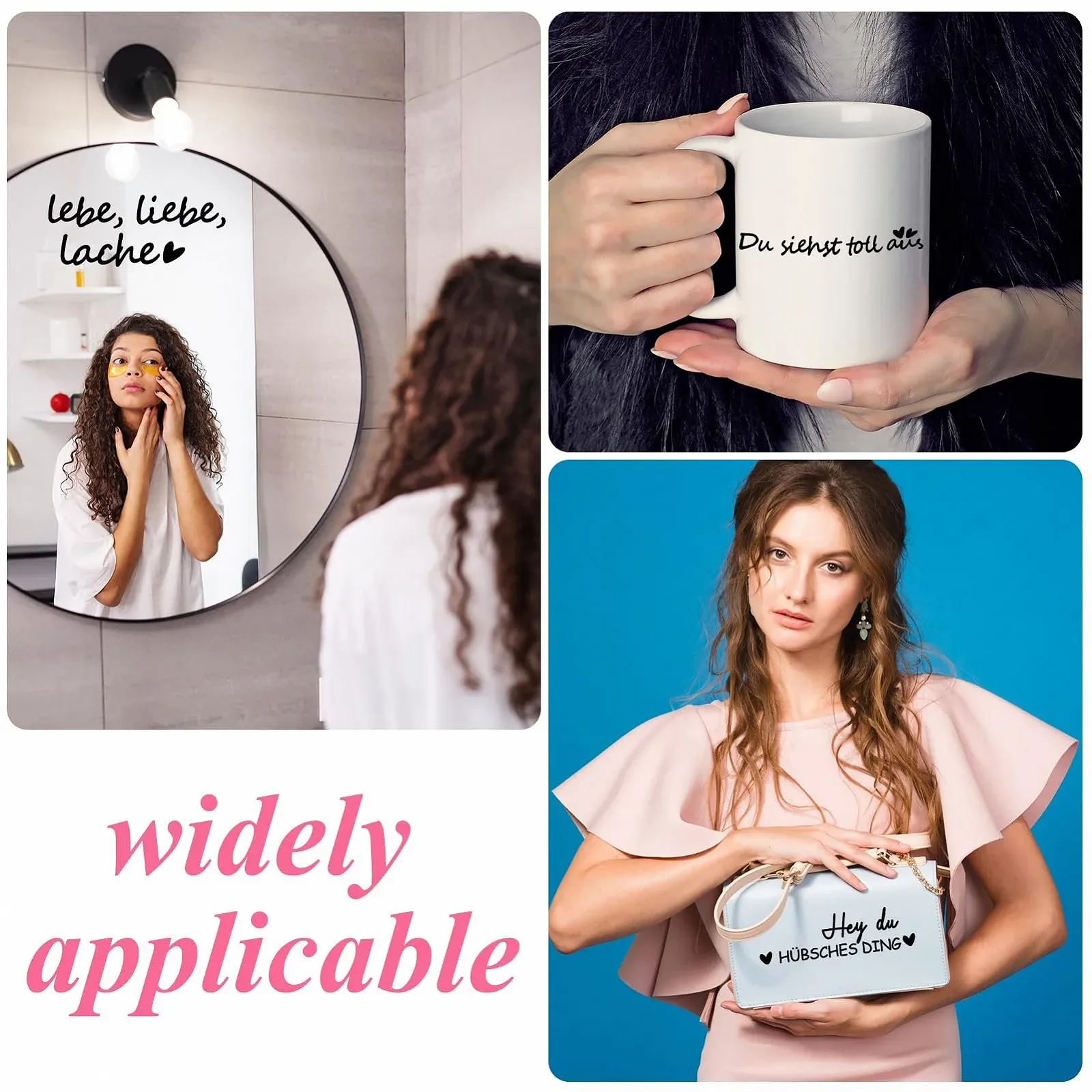 Наклейки на дзеркало Мотиваційні написи 2 шт. Водонепроникні, фото №4