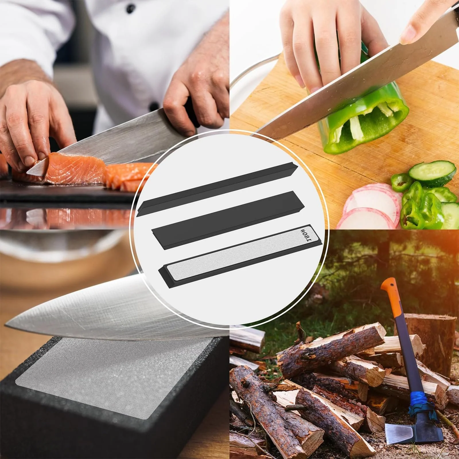 Система для заточування ножів 6 штук камені 180/400/1500/3000 грит, фото №2