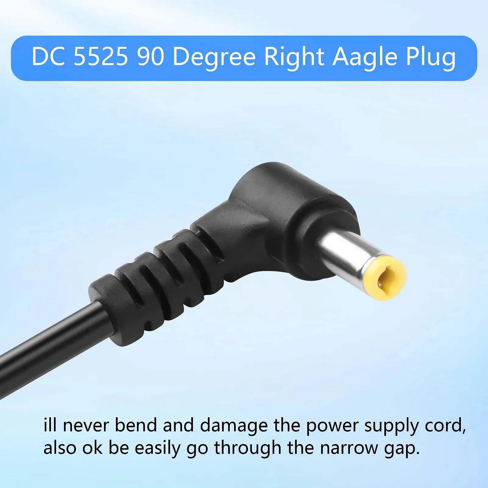 Кабель-подовжувач DC5525 GINTOOYUN 18AWG 5.5 мм x 2.5 мм 90 Degree Male to Female 1 м, фото №4
