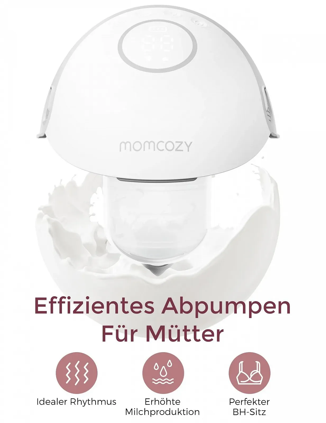 Молоковідсмоктувач Momcozy M6, портативний, для грудного вигодовування, ідеальний ритм для більшої кількості молока, подвійний фланець, більше підходить та непомітний з 3 режимами та 9 рівнями - 24 мм (2, червоний), фото №2 Молоковідсмоктувач Momcozy M6, портативний, для грудного вигодовування, ідеальний ритм для більшої кількості молока, подвійний фланець, більше підходить та непомітний з 3 режимами та 9 рівнями - 24 мм (2, червоний), фото №2