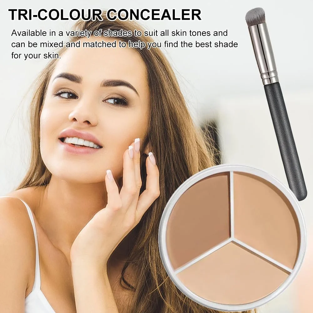 Палетка консилеров 3-в-1 Correcting Concealer, палетка консилеров полного покрытия, трехцветный консилер для макияжа, палетка консилеров-основ, шрамы и смягчение мелких морщин, фото №2