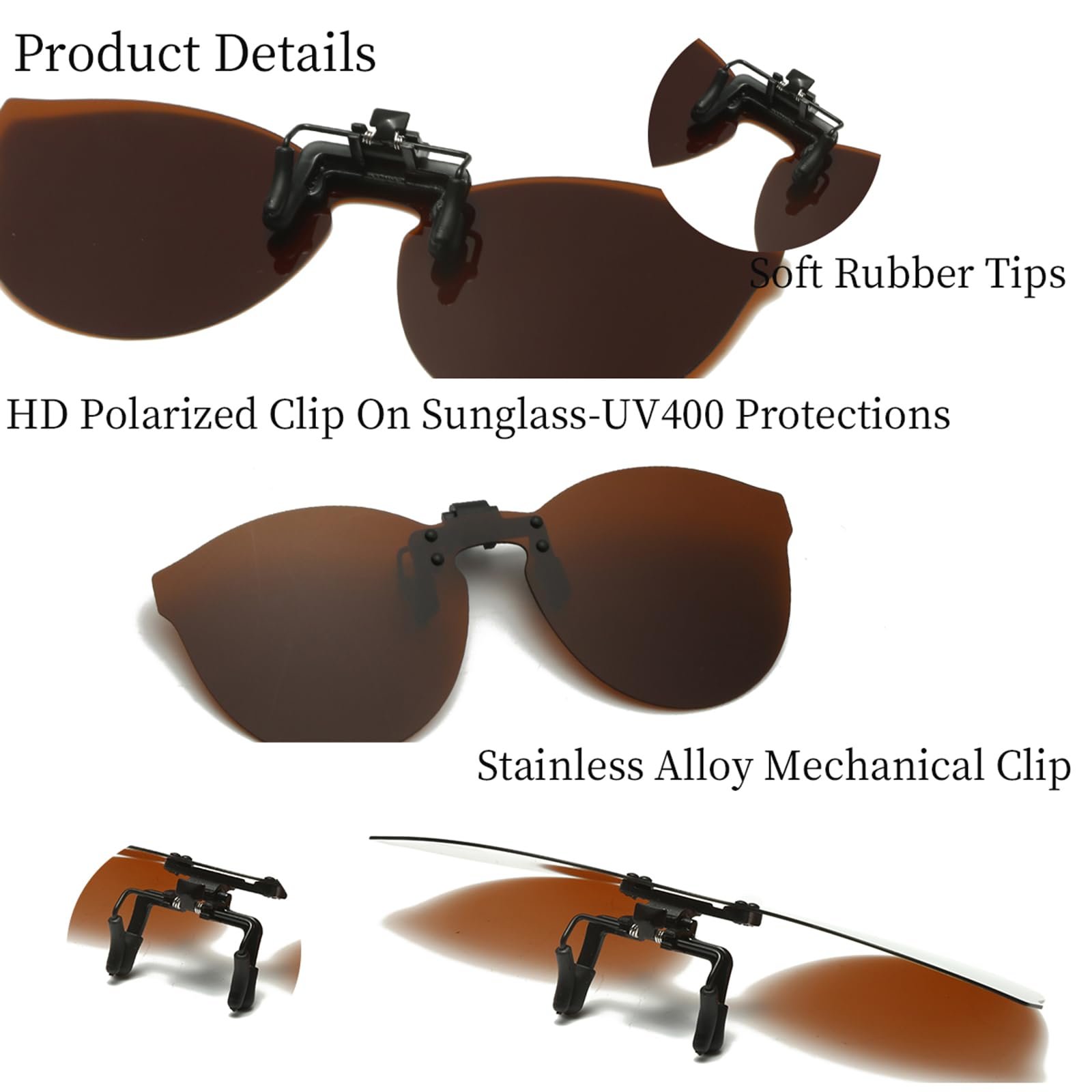 Сонцезахисні окуляри кліп YAMEIZE Без оправи Відкидні Поляризовані лінзи, фото №6