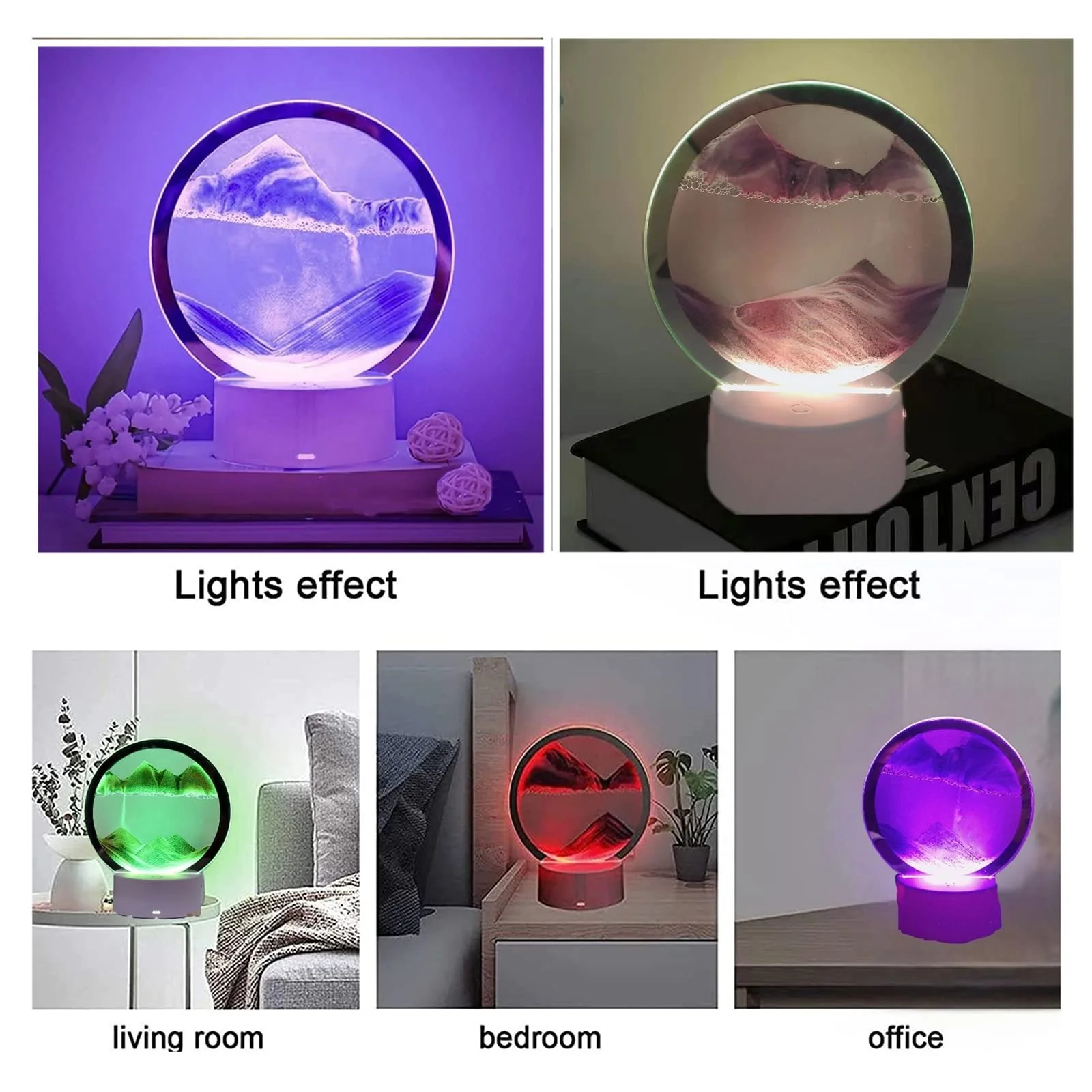 Настільна лампа Moving Sand Art 3D 7 кольорів 360° Rotation Червоний, фото №9