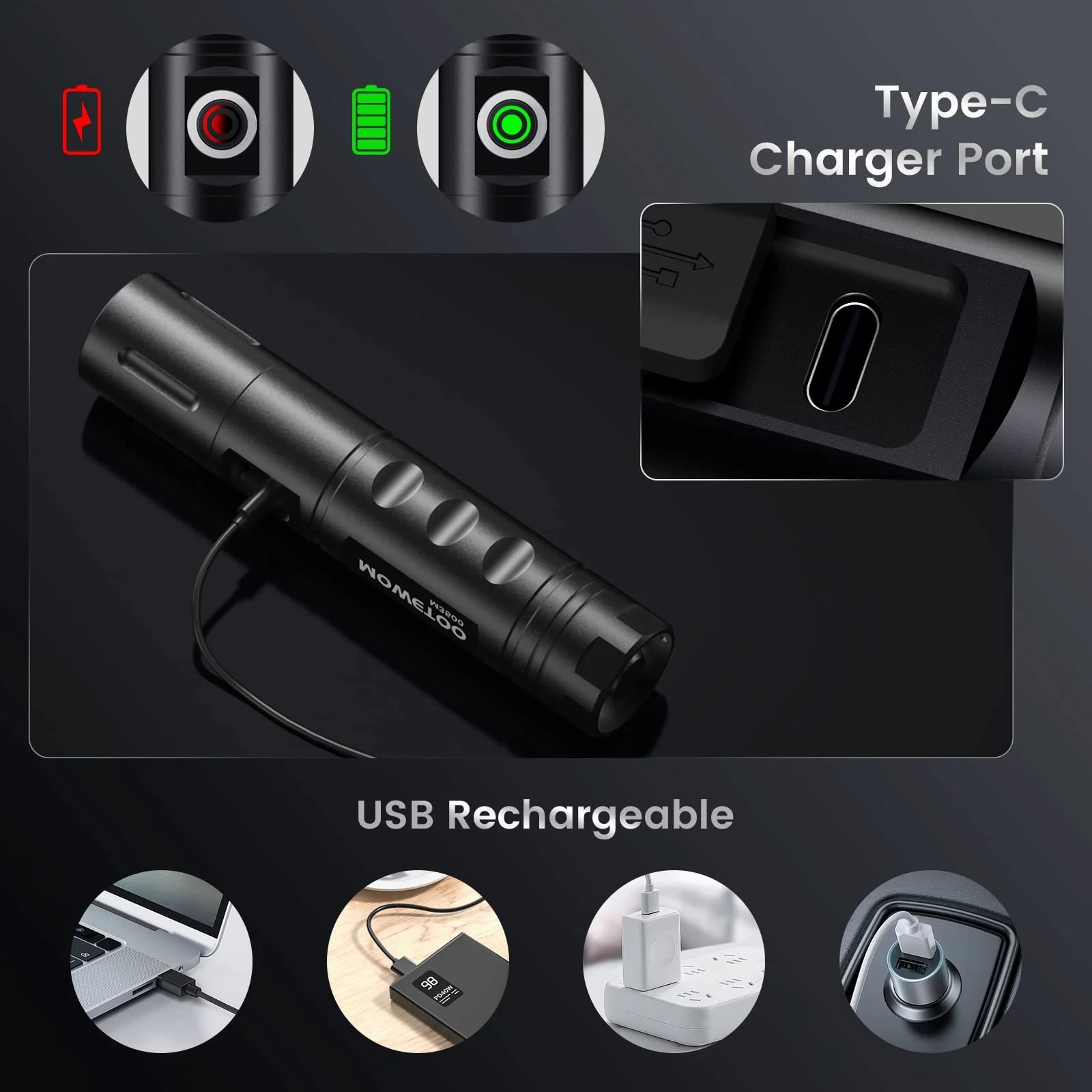 Ліхтар LED акумуляторний Brand Series Model 3500 люмен, надзвичайно яскравий, масштабований, з акумулятором, 3 режими освітлення для кемпінгу, фото №5