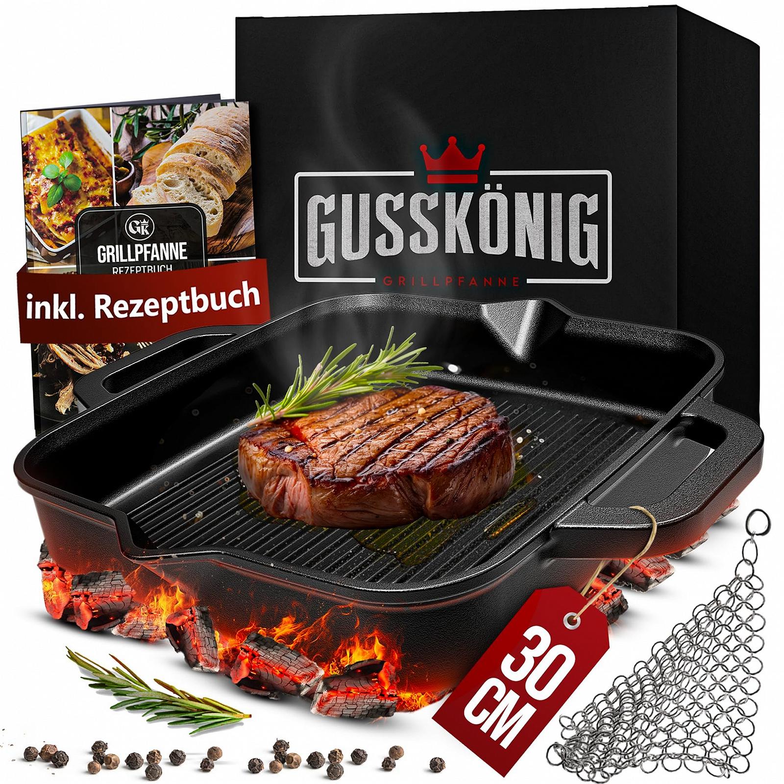 Сковорода-гриль Gusskönig Чавунна 30 см, фото №1