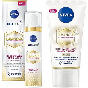 Денний крем-флюїд NIVEA Cellular Luminous 630 проти пігментації SPF 50 40 мл та крем для рук 50 мл - Фото 1