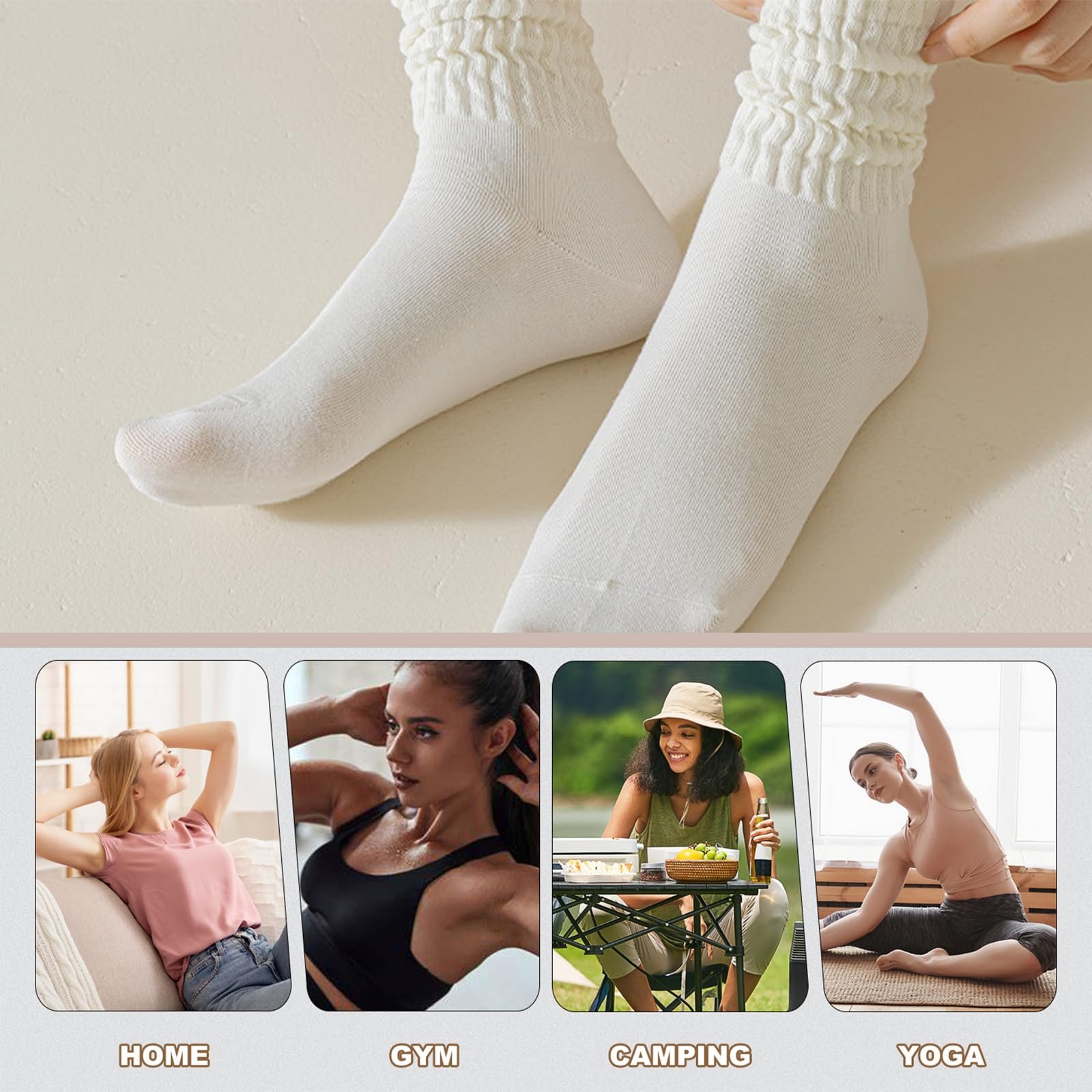 Женские носки Crew, 3 пары, спортивные носки с хлопковой подкладкой, ретро носки Slouch, ребристые носки, до середины икры Slouchy, носки-лодочки, Цвет 2, L, фото №7
