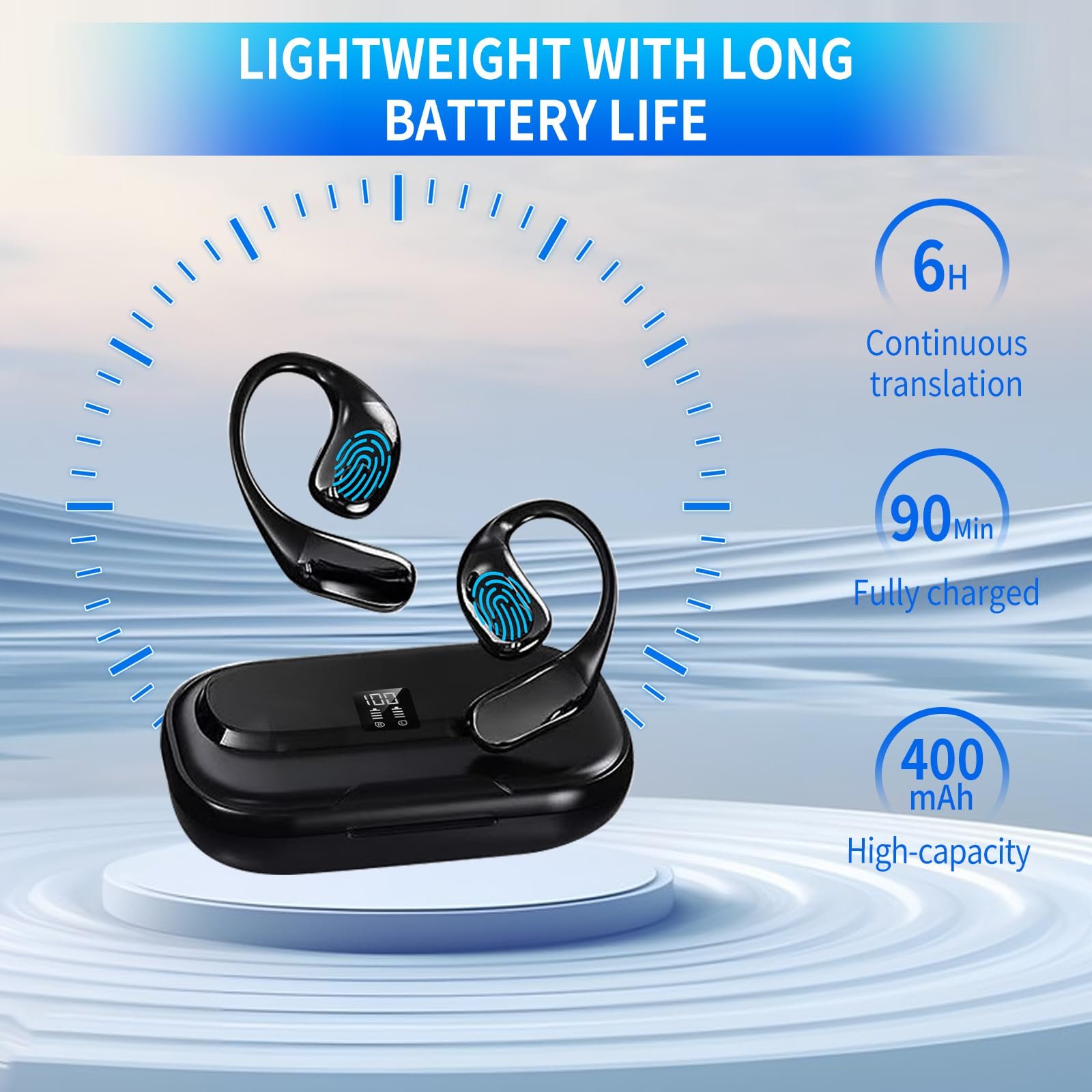 Навушники-перекладачі Bluetooth 5.4 Чорний, фото №5