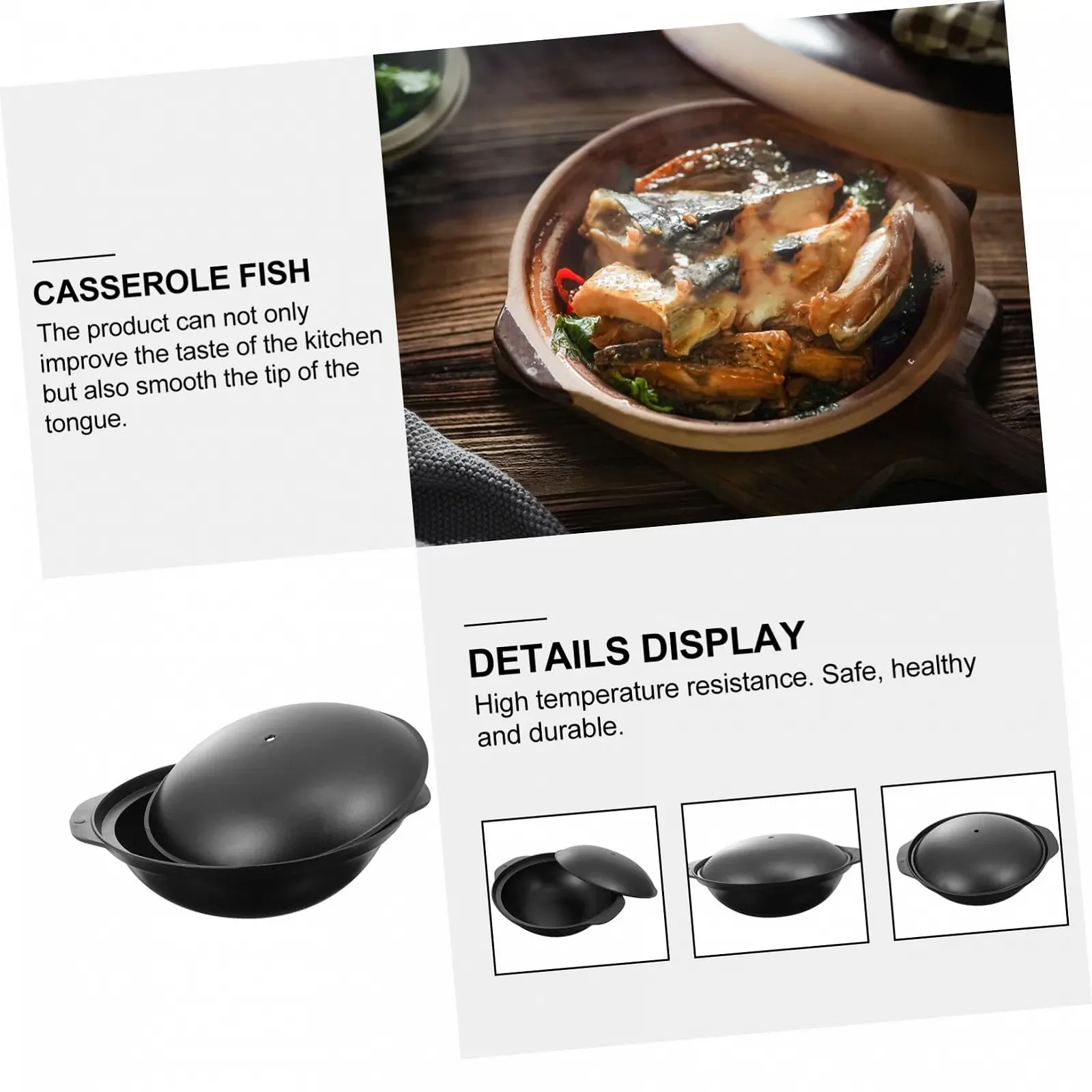 Кастрюля-жаровня Aluminium Black для риса в горшочках и тушеной курицы алюминиевая антипригарная черная, фото №8