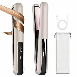 Мини-выпрямитель для волос аккумуляторный 2-в-1 4800 mAh 160-200 °C Керамический - Фото 1
