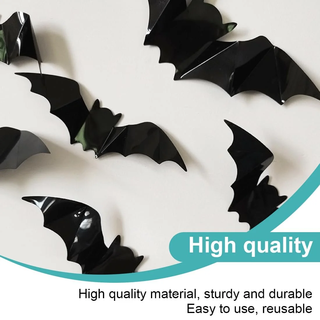 Набір 3D наклейок на стіну Halloween Decorative Bat 32 шт. Black, фото №3