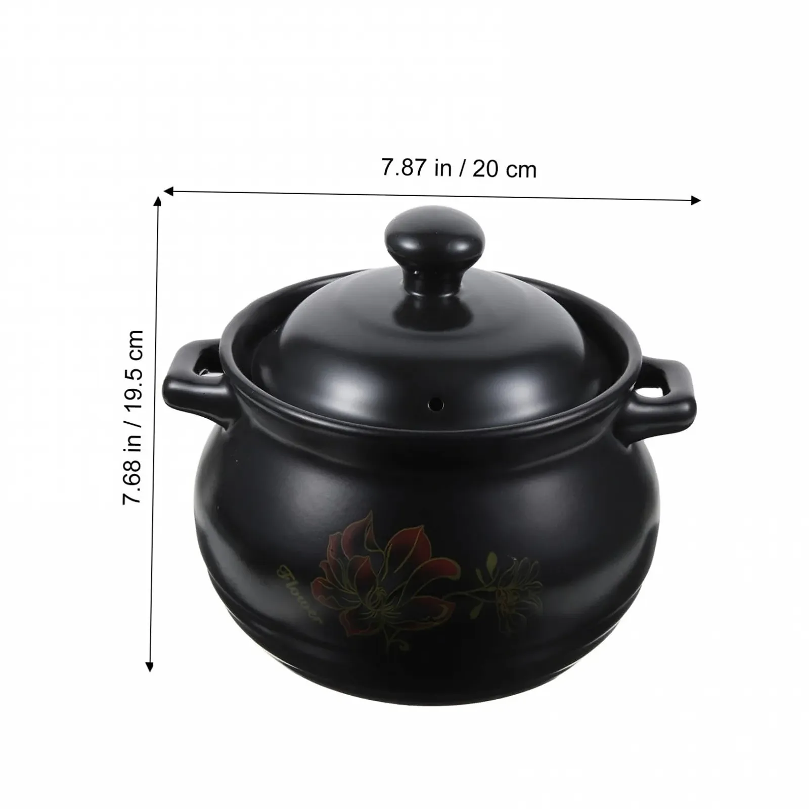 Керамическая кастрюля 2 л термостойкая кислотостойкая с крышкой черная, фото №3