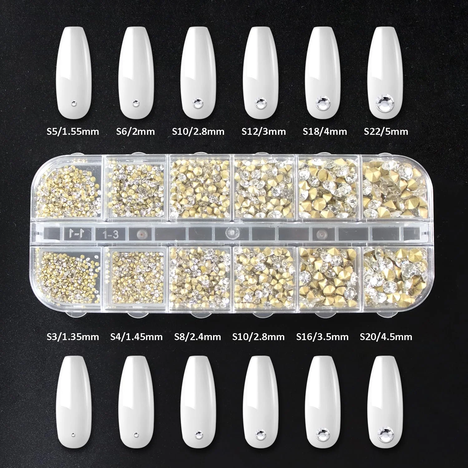 Стразы Круглые из смолы 11 размеров 2820 шт, фото №6