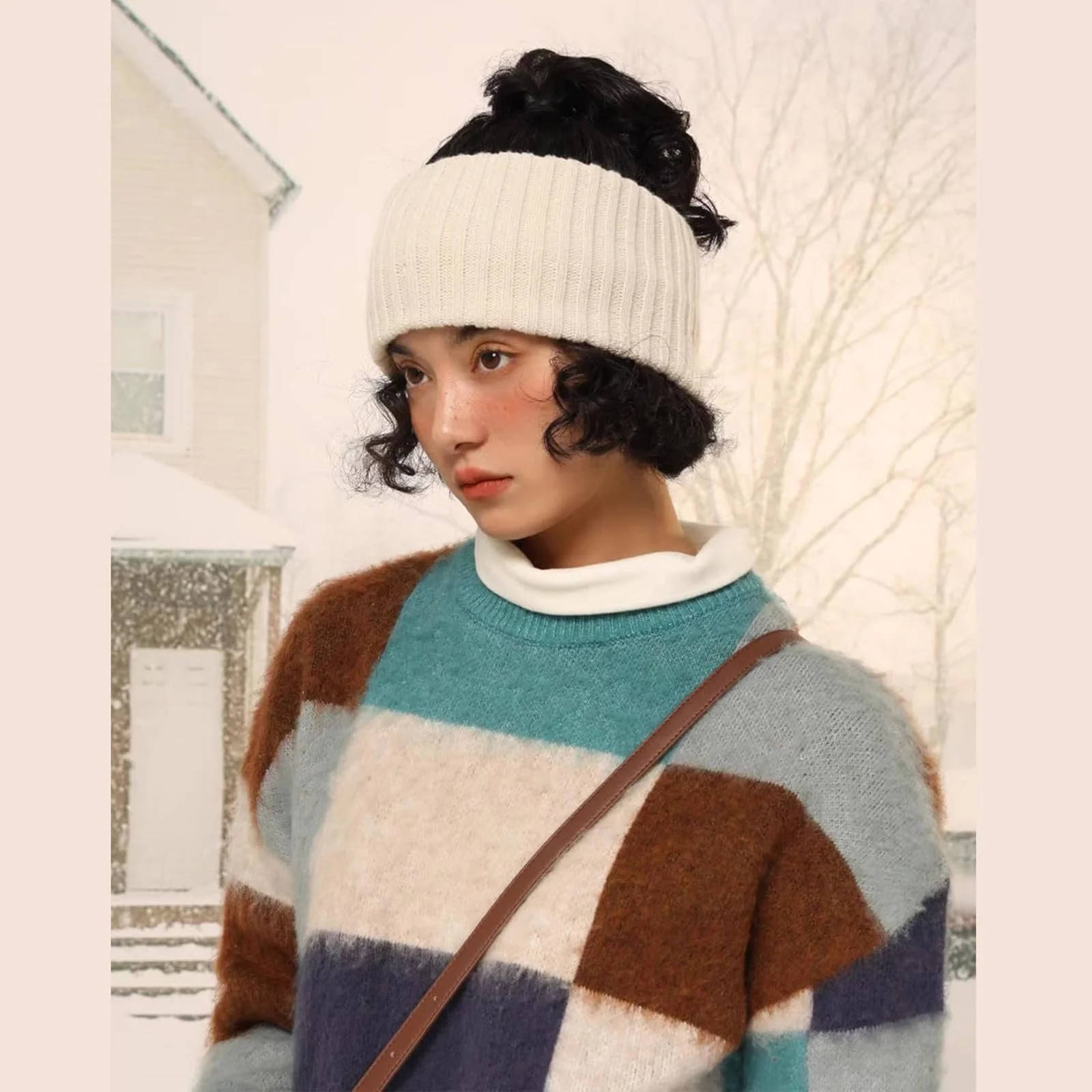 Пов'язка на голову В'язана, еластична, флісова, фото №7