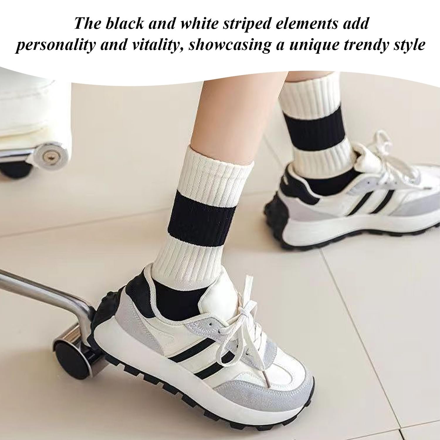 Шкарпетки Повсякденні Чорно-Білі Смугасті, 5 пар, фото №5