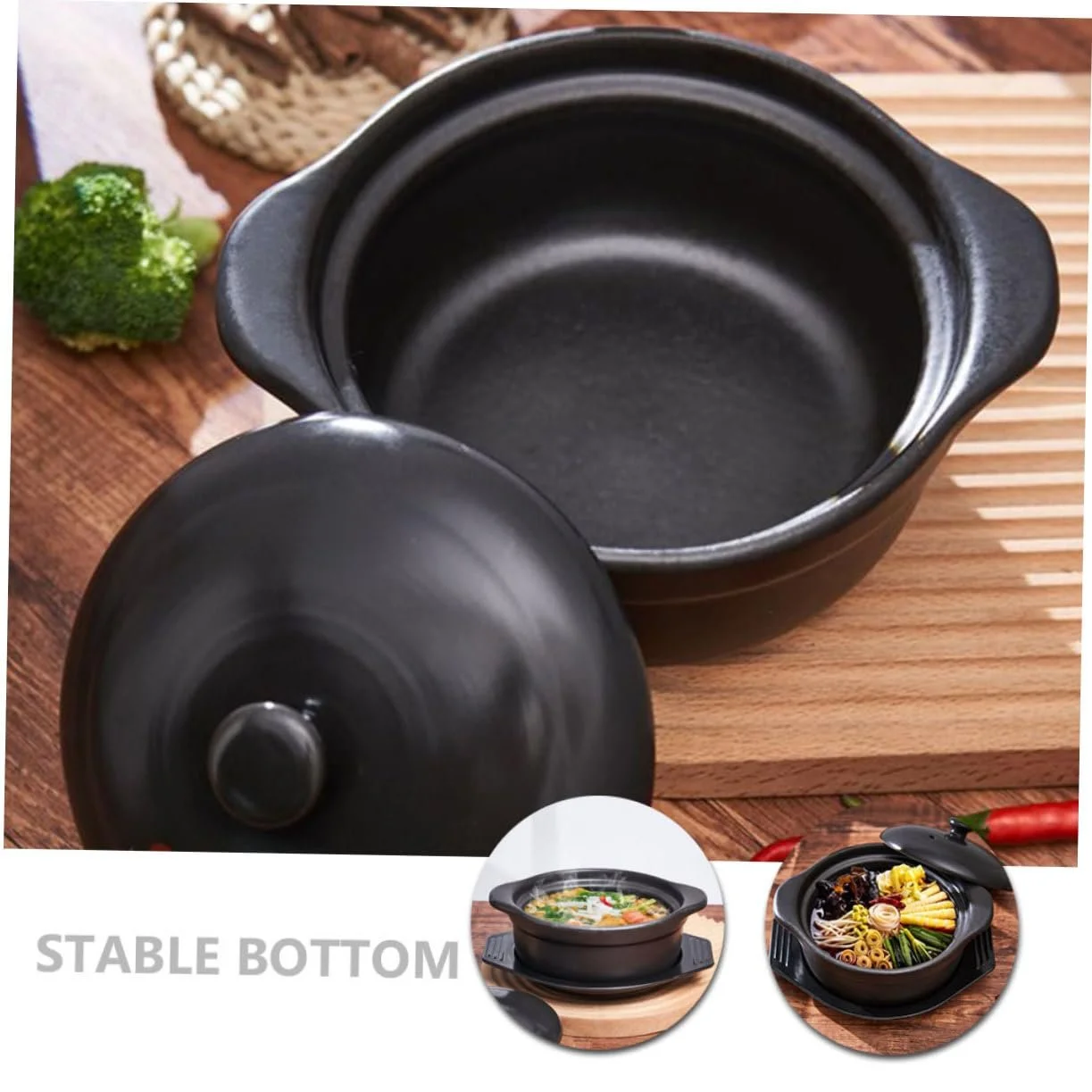 Каструля керамічна 1.09 л, з кришкою, термостійка, фото №4