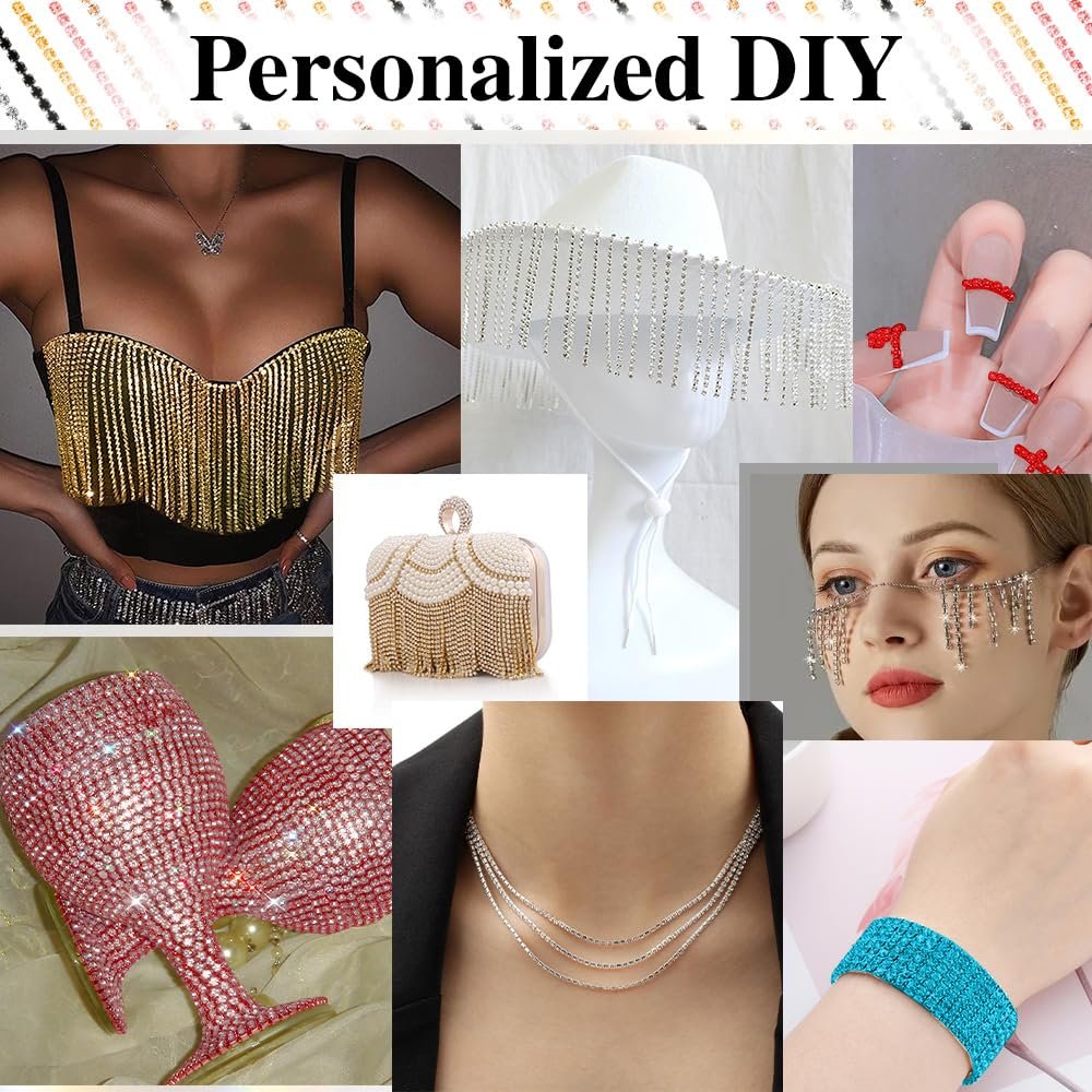 Ланцюжок зі стразами для нігтів 10 ярдів Срібна стрічка зі стразами 3 мм Блискучий, фото №7