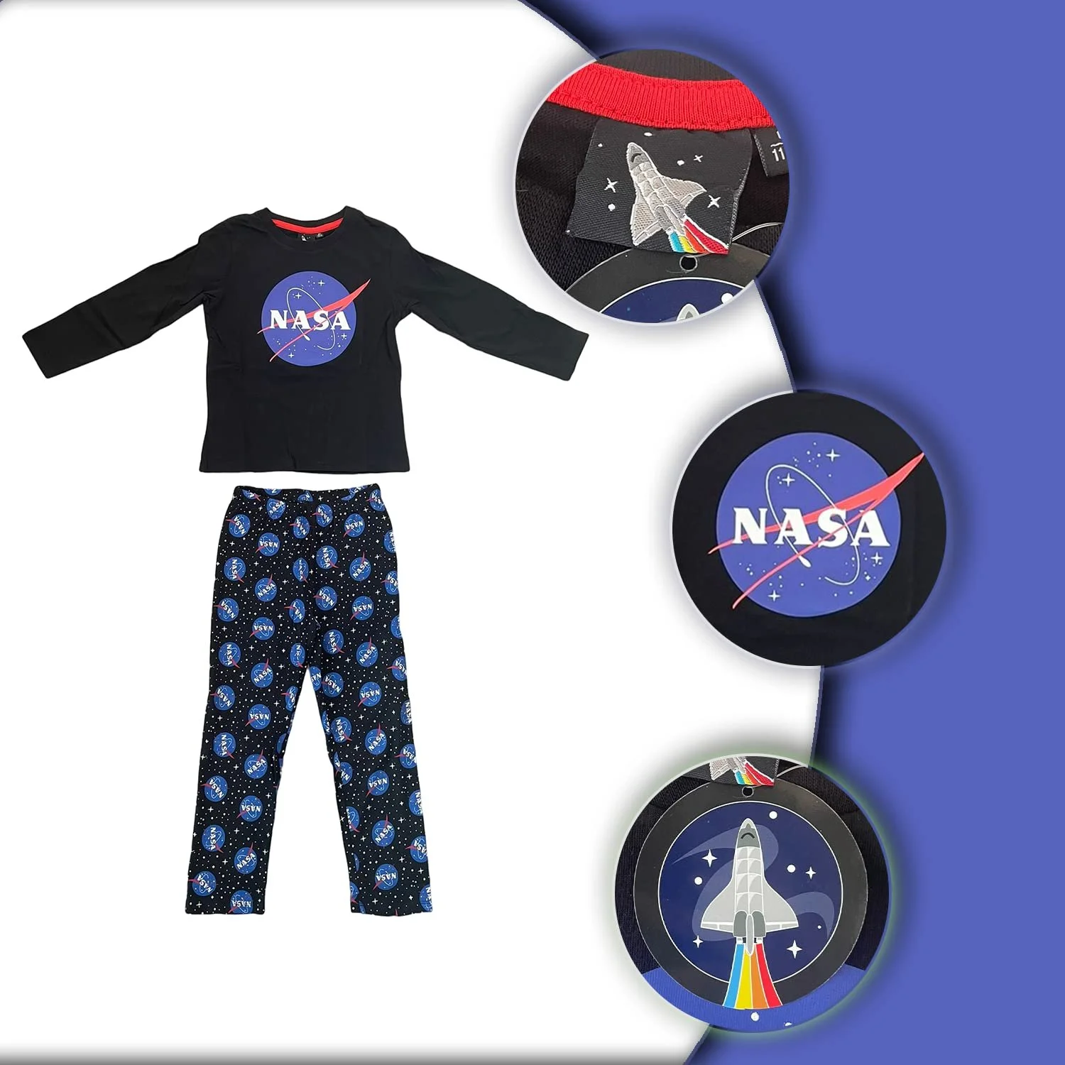 Піжама Fashion UK NASA Зима Логотип Довгі Рукава Дитячі, фото №4