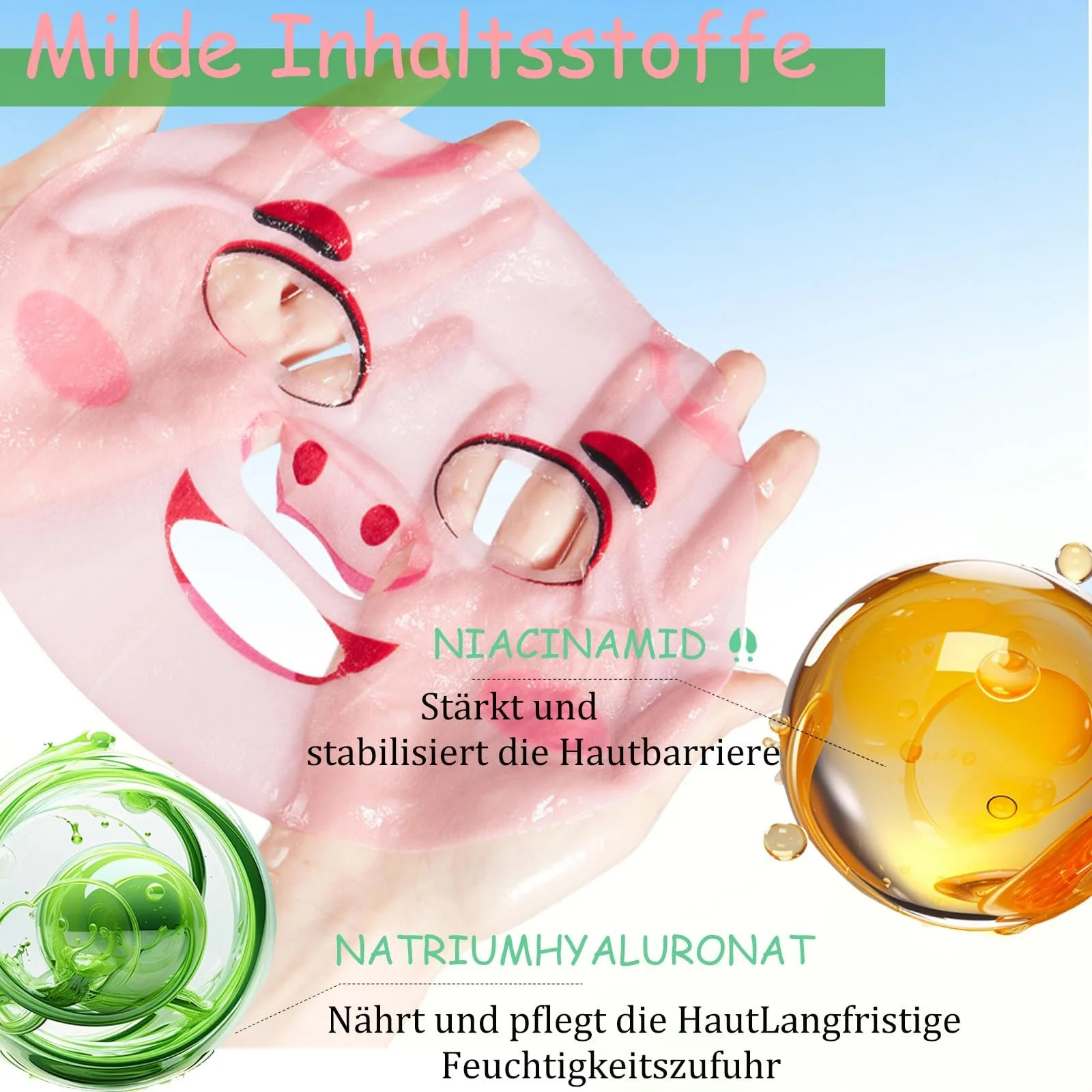 Тканевая маска для лица Soleneva с ниацинамидом, 8 штук - набор из 4 типов масок для лица для женщин, набор листовых масок для ухода за кожей для девочек-подростков, маска с гиалуроновой кислотой, подходит для всех типов кожи, фото №5