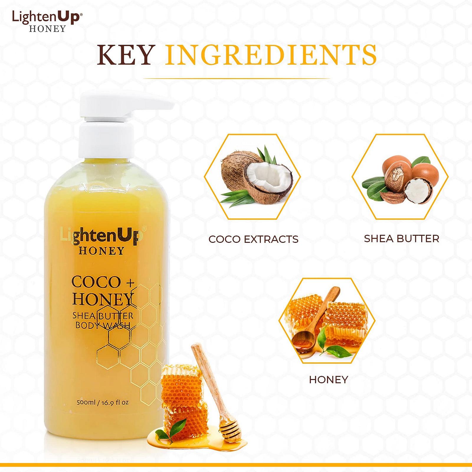 Гель для миття тіла LightenUp Honey Body Wash з маслом ши 500 мл / 16.9 рідк. унц., фото №3 Гель для миття тіла LightenUp Honey Body Wash з маслом ши 500 мл / 16.9 рідк. унц., фото №3