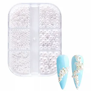 Бусины для ногтей Круглые Белые Гвозди Золотые Стальные Бусины Шарики для ногтей ZZ13 - Фото 1