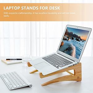 Підставка для ноутбука Lurrose дерев'яна регульована по висоті для охолодження та практичного зберігання для дому та офісу synthetic.ua - Фото 1