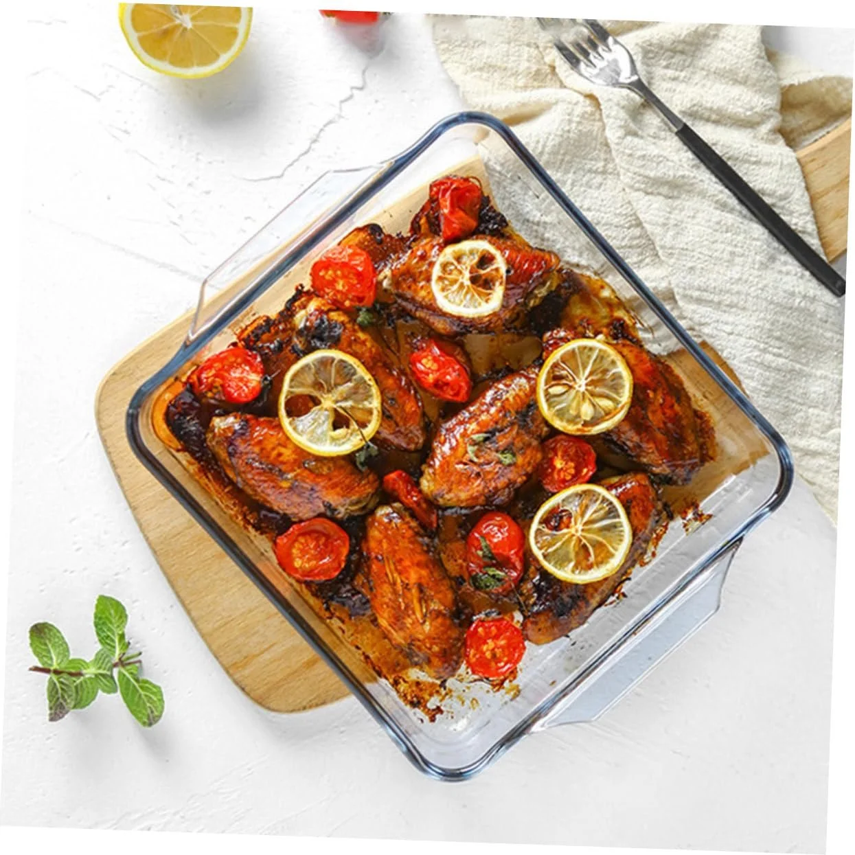 Форма для запікання BESTYASH скляна з подвійними ручками термостійка для піци та сирних страв, фото №5 Форма для запікання BESTYASH скляна з подвійними ручками термостійка для піци та сирних страв, фото №5