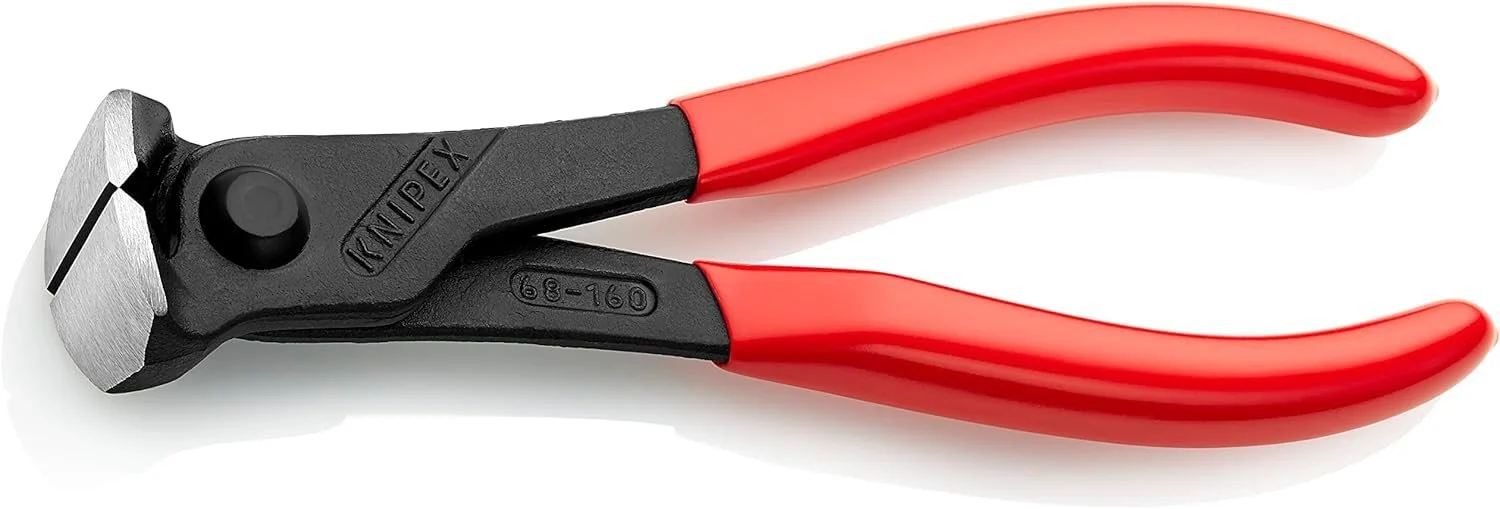 Клещи торцевые KNIPEX 68 01 160 с пластиковым покрытием, черные, атрaментированные, 160 мм, фото №1