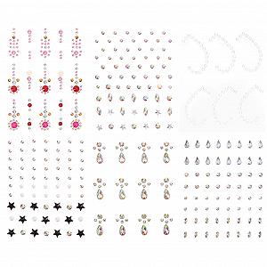 Стразы для лица Healvian 6 листов самоклеящиеся блестящие наклейки для тела и глаз для вечернего макияжа для женщин и девушек - Фото 1