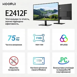 Монітор 24" KOORUI P01 Full HD VA 75 Гц synthetic.ua - Фото 1
