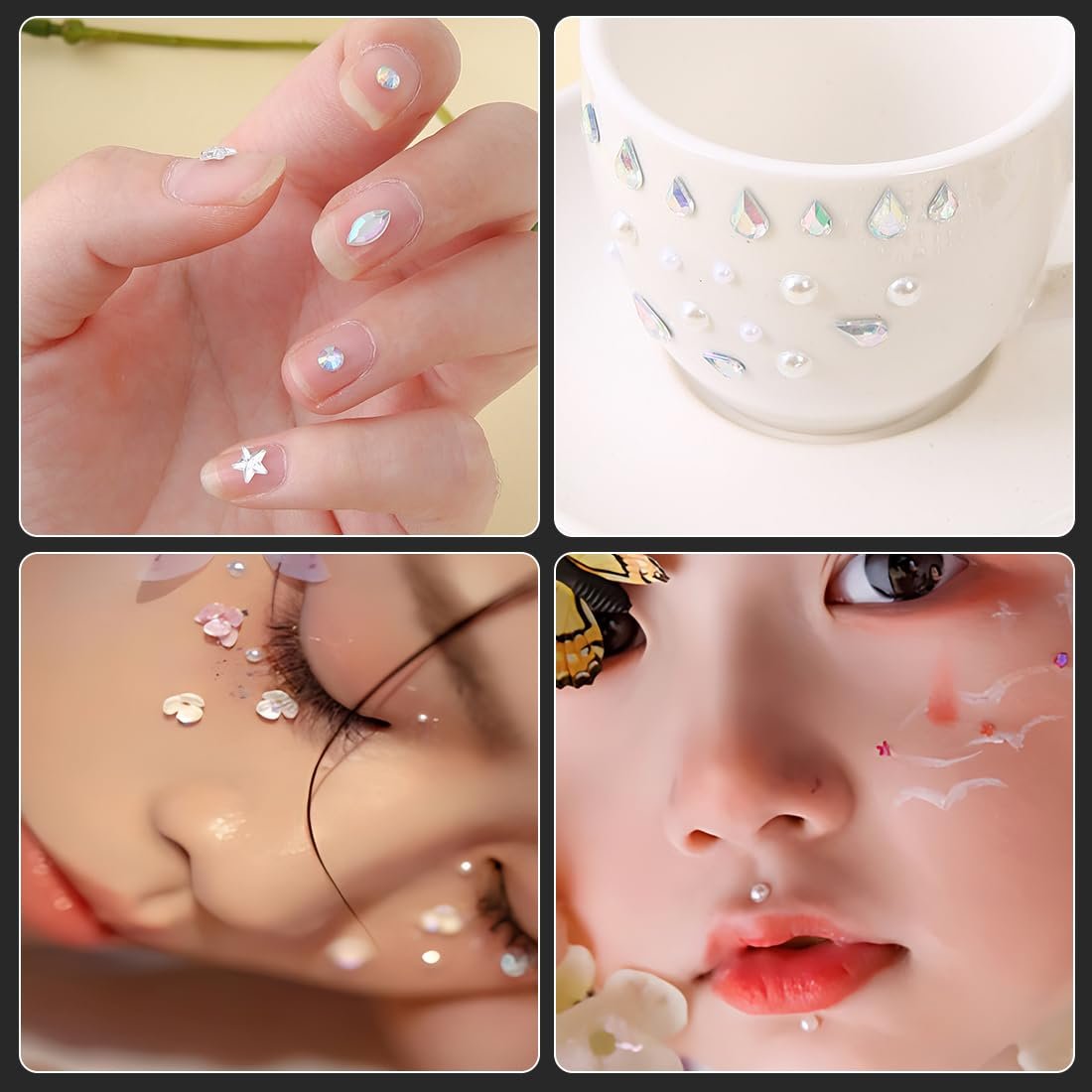 Наклейки со стразами для лица, тела и ногтей, 4 шт., фото №6