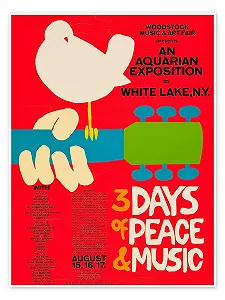 Постер Vintage Entertainment Collection Woodstock Festival 100 x 130 см ретро Red - Фото 1