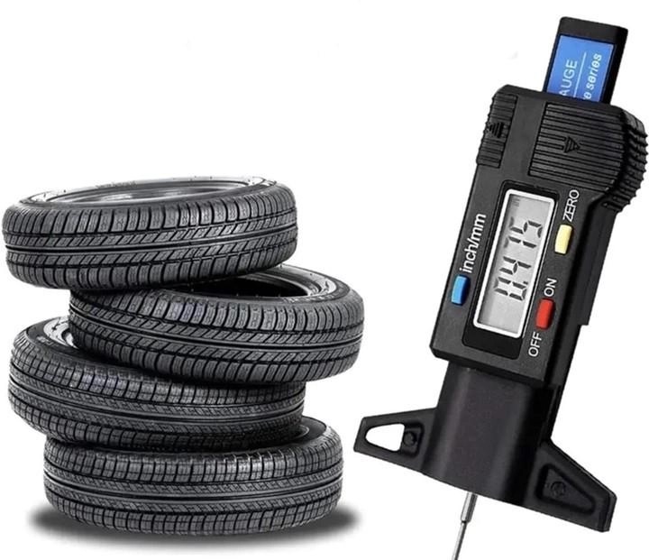 Измеритель глубины протектора шин цифровой с LED-дисплеем Fer черный, фото №2