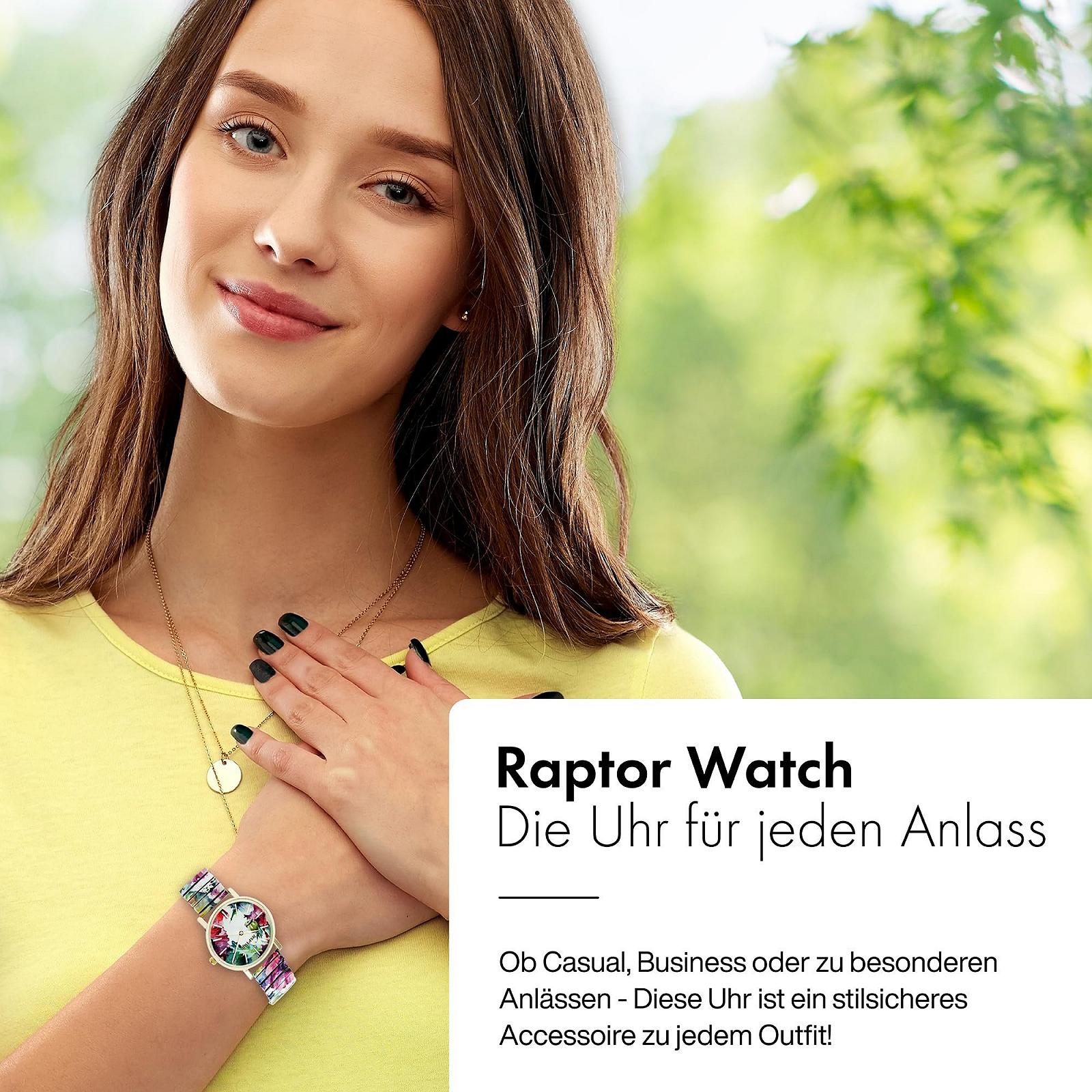 Женские часы Raptor Colourful Edition, нержавеющая сталь, расширяемый браслет с мотивом, цветной принт, аналоговый кварц, фото №5 Женские часы Raptor Colourful Edition, нержавеющая сталь, расширяемый браслет с мотивом, цветной принт, аналоговый кварц, фото №5