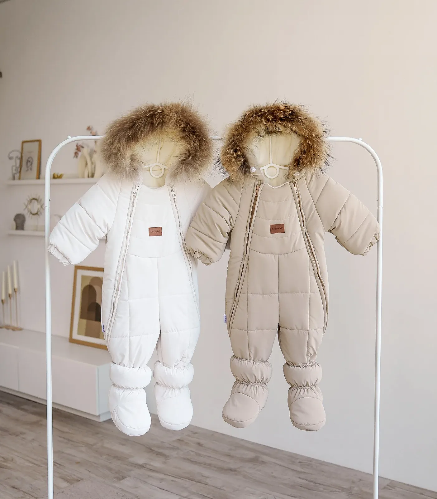 Зимовий комбінезон 74. 80. 86 р Сніжок бежевий, фото №4