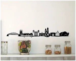 Наклейка на стіну Samunshi Skyline Magdeburg 120 x 20 см Чорний synthetic.ua - Фото 1