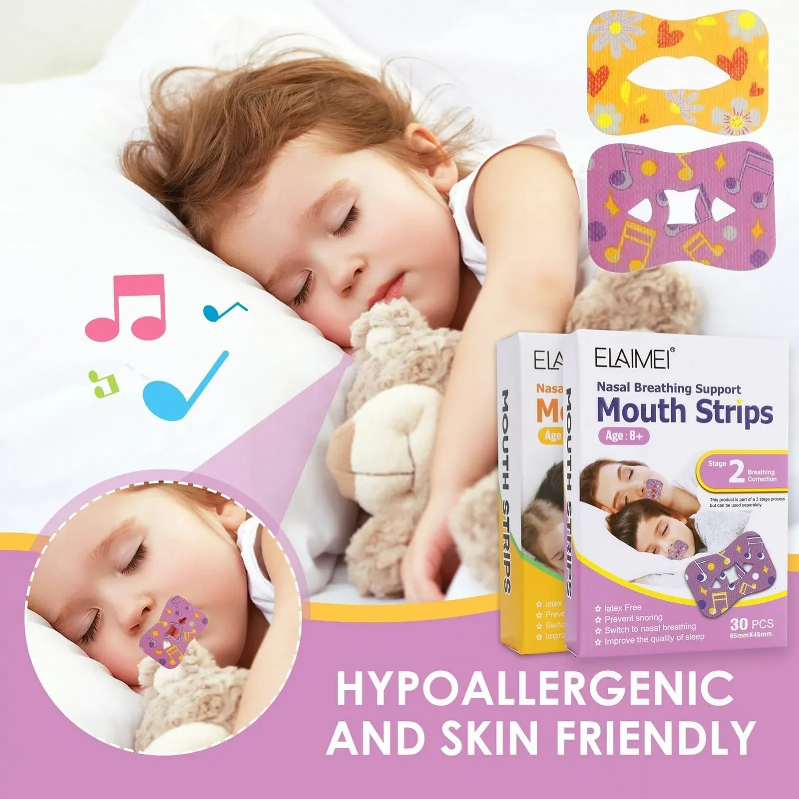 Пластирі для рота для сну 60 шт, М'яка стрічка, фото №4