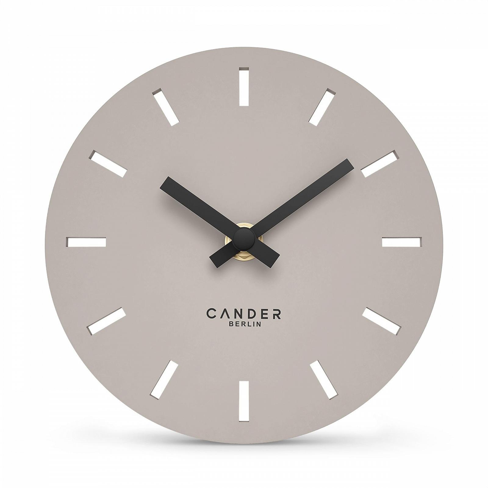 Настільний годинник Cander Berlin MNU 2515 P, 15 см, аналоговий, на батарейках, теплий сірий, сучасний МДФ, фото №1