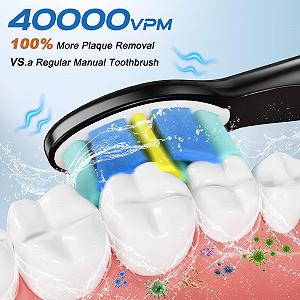 Електрична звукова зубна щітка YUNCHI Y5 40000 VPM 5 режимів Чорна synthetic.ua - Фото 1