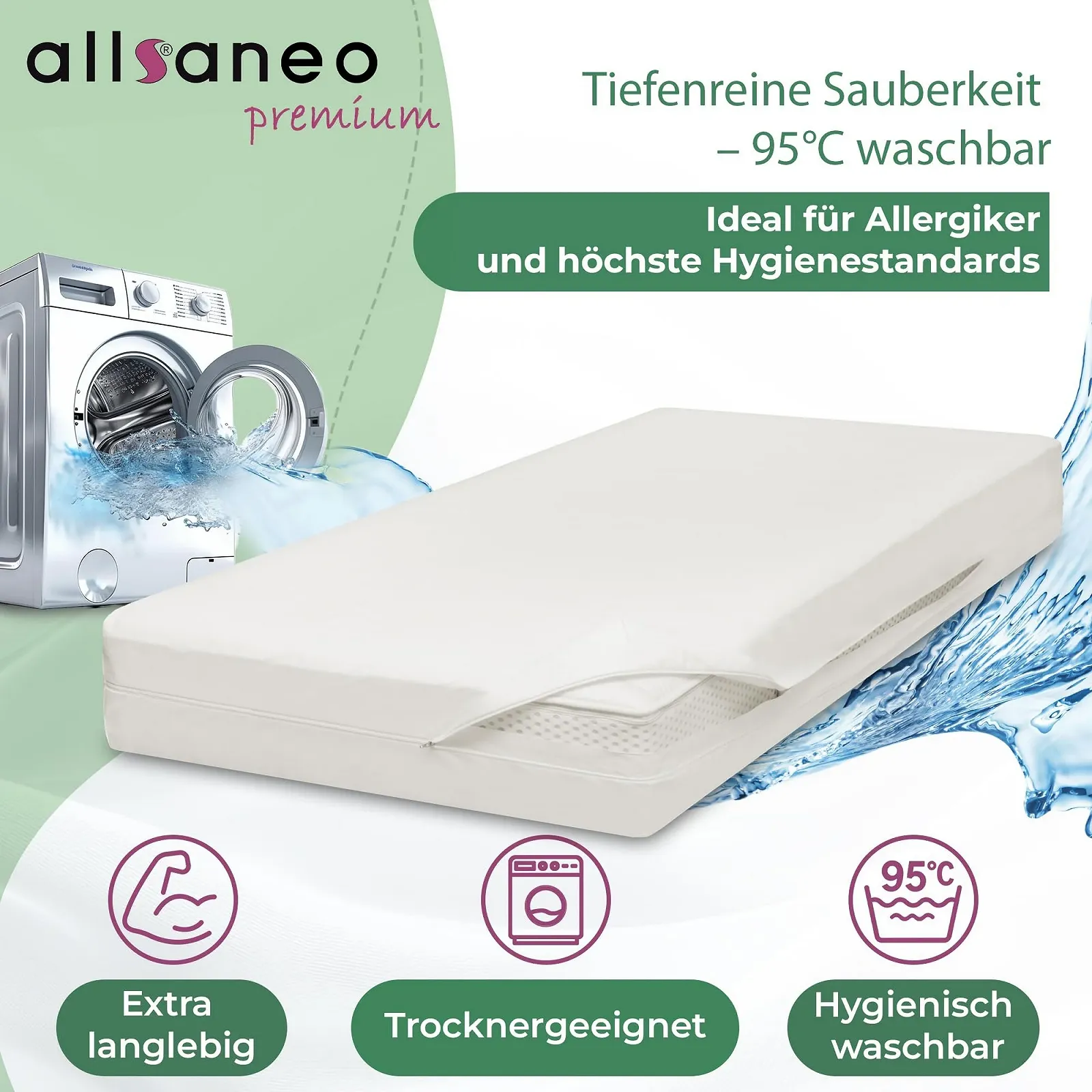 Чохол на матрац allsaneo Premium для алергіків 90 x 200 x 16 см, фото №6 Чохол на матрац allsaneo Premium для алергіків 90 x 200 x 16 см, фото №6