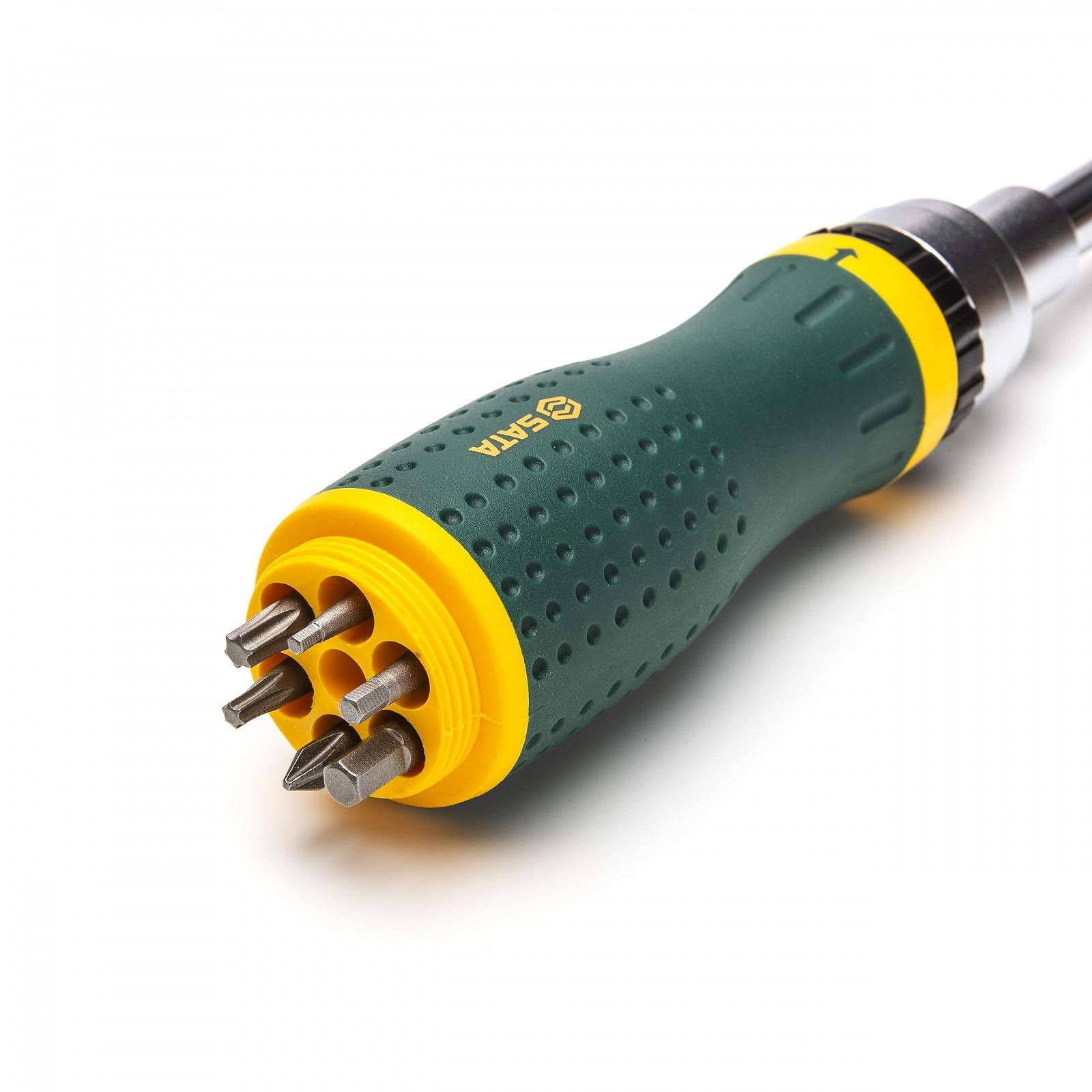 Мультитул SATA ST09350 19-в-1 со сменными насадками двусторонние биты зелёный жёлтый, фото №2 Мультитул SATA ST09350 19-в-1 со сменными насадками двусторонние биты зелёный жёлтый, фото №2