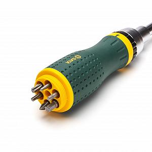 Мультитул SATA ST09350 19-в-1 со сменными насадками двусторонние биты зелёный жёлтый synthetic.ua - Фото 1