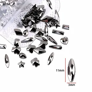 Стразы для ногтей смешанной формы 100 штук, стеклянные стразы с плоской задней частью для рукоделия, красно-чёрные synthetic.ua - Фото 1